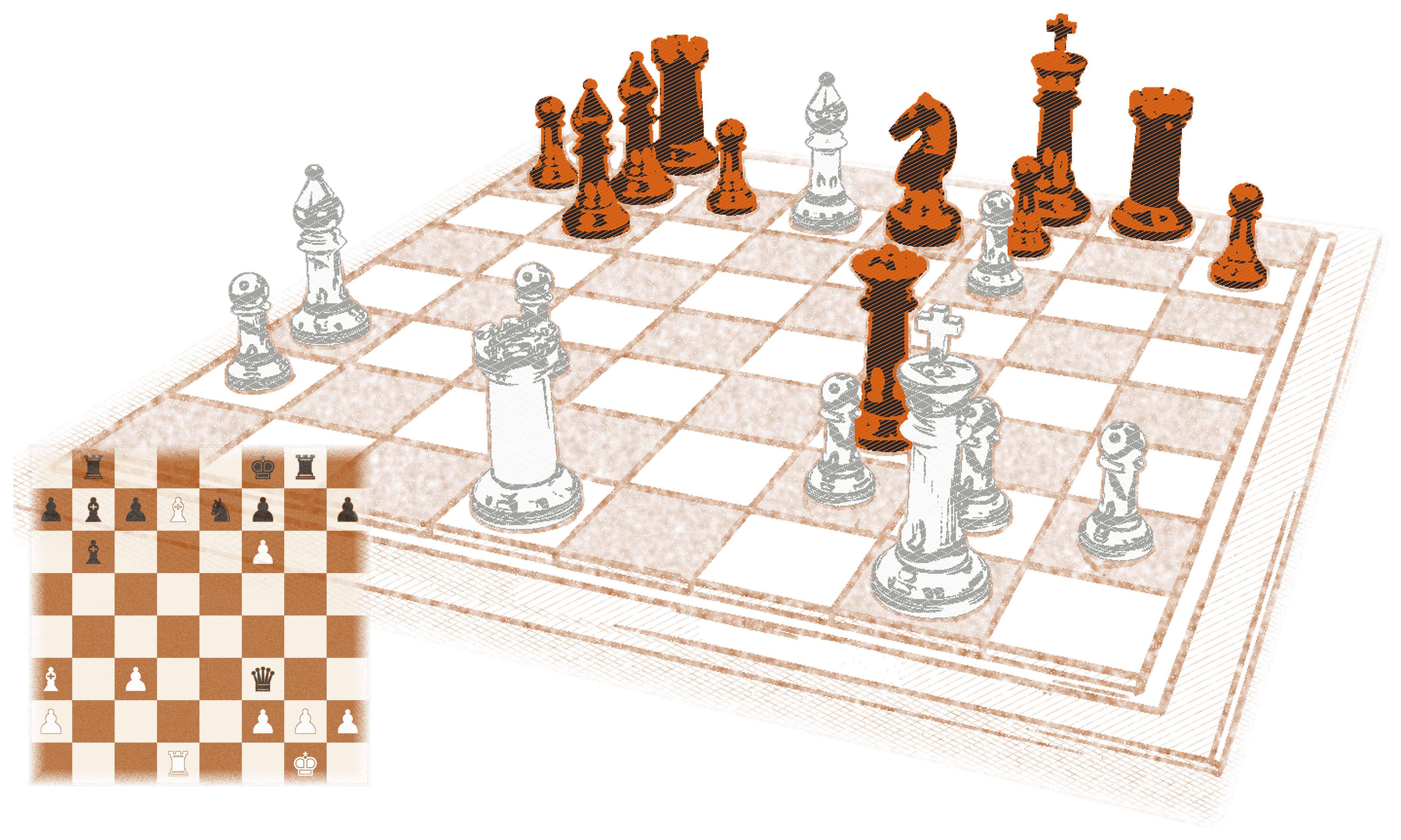 PuzzleWhere woodcut artwork based on the final position of the Evergreen Game