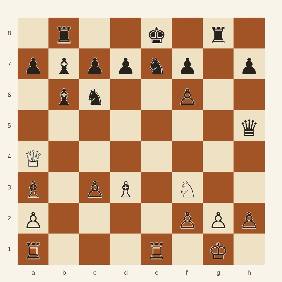 Chess position before the celebrated move 19 Rad1 in the Evergreen Game