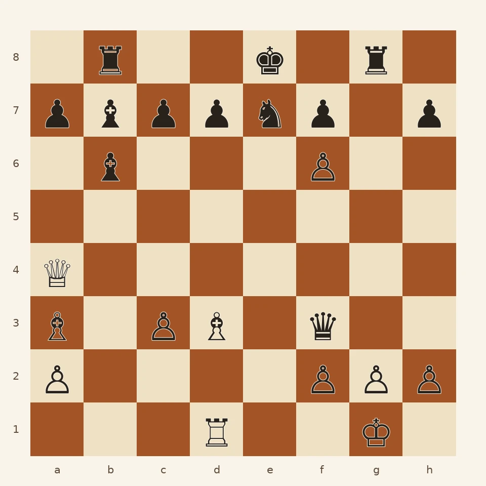 Chess position before Anderssen sacrifices his queen on d7 with check